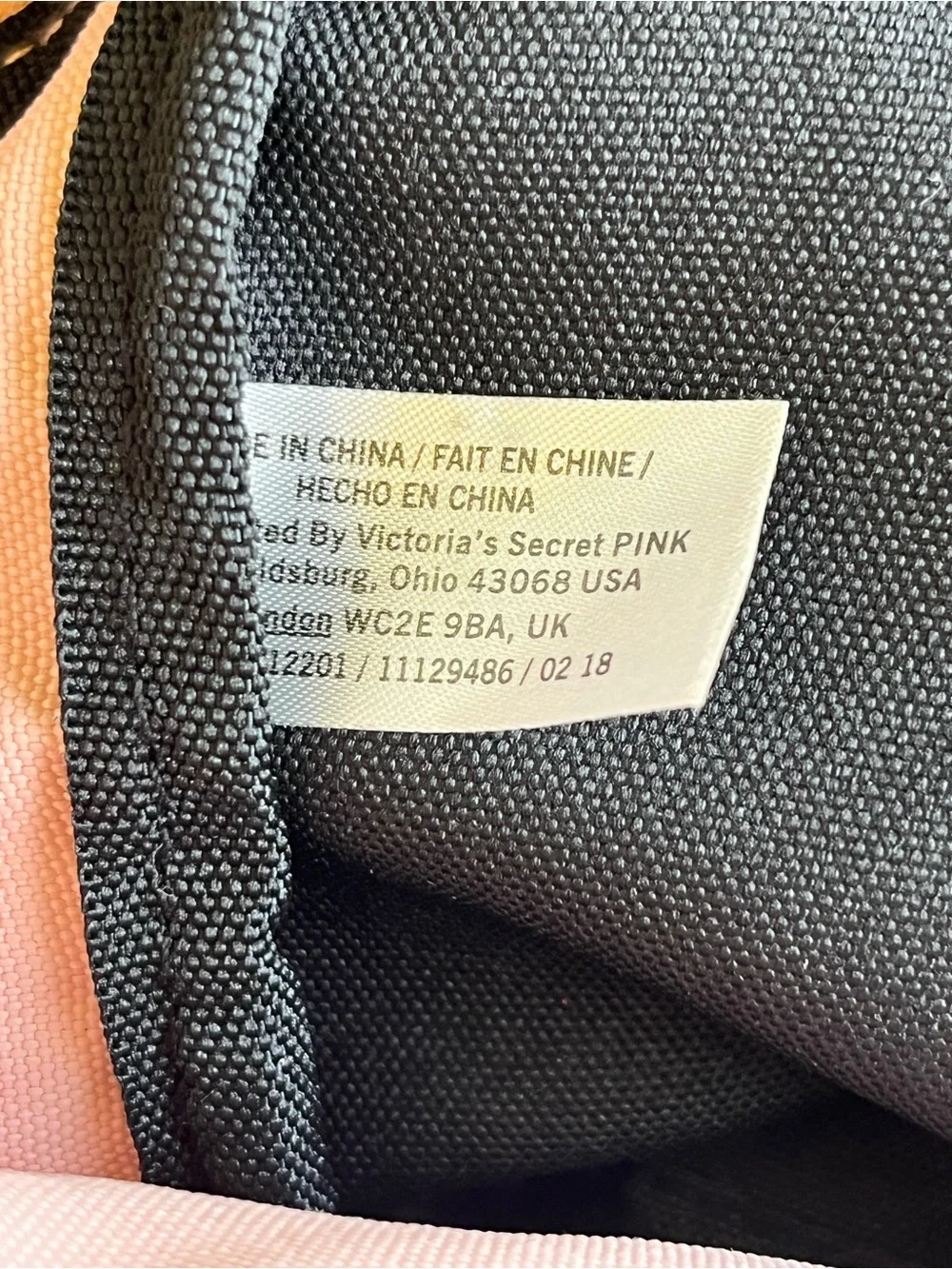 PINK Victoria's Secret Pink and Black Backpack Interior